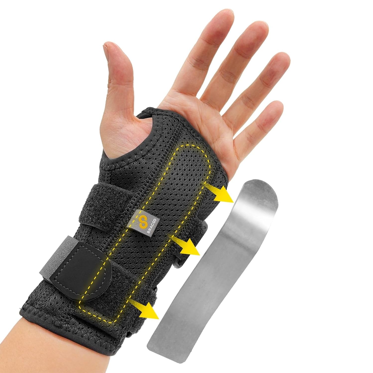 Detalle de BRACOO WB31 Adjustable Carpal Tunnel Wrist Support Splint (Right & Left) for Night Relief & Day Support