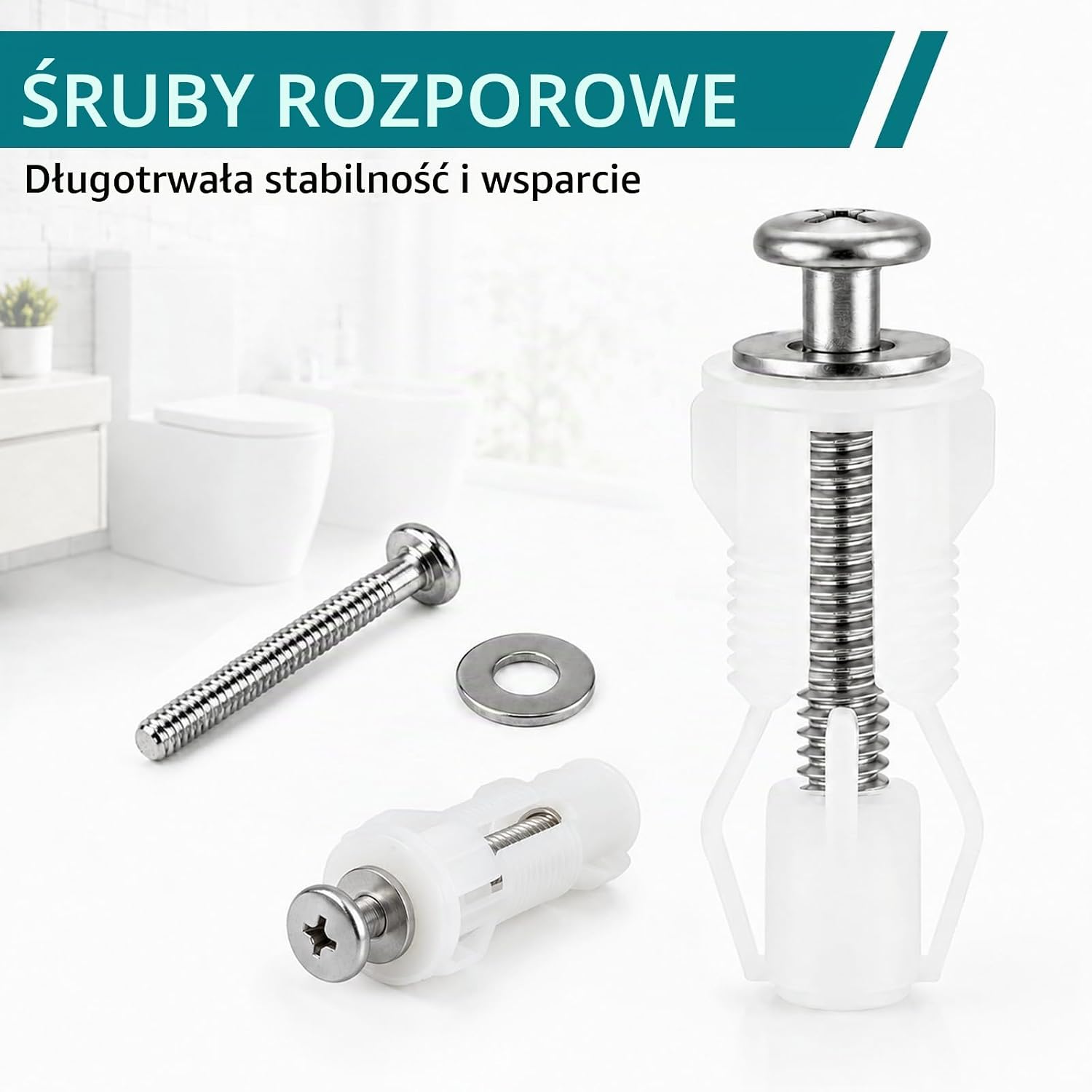 Detalle 1 de Amlif 111143 – zestaw mocujący do deski sedesowej, 8 elementów