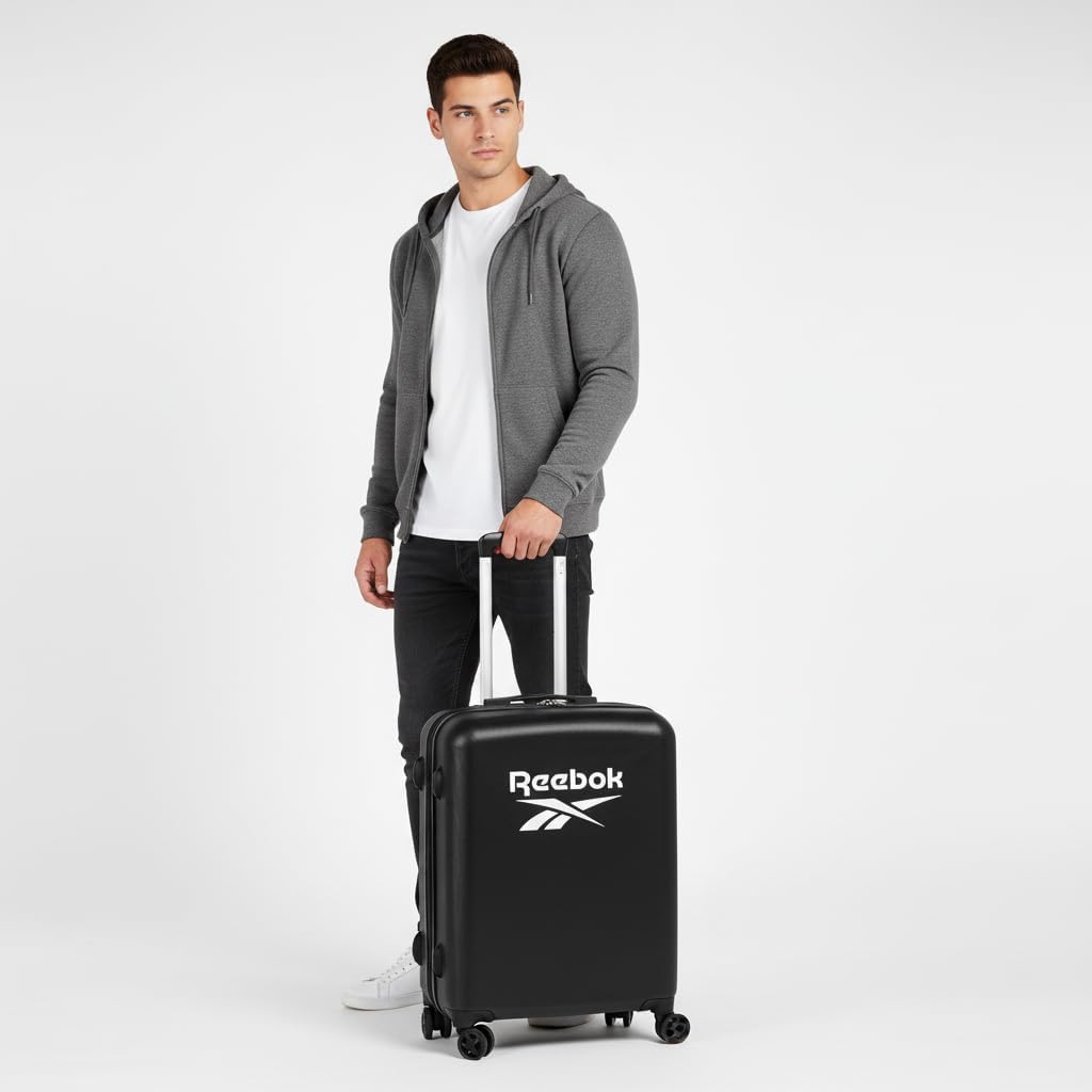 Detalle de Reebok Roxbury Cabin Valigia Nero 40x55x20 cm – ABS, 38,4 L, 4 ruote e lucchetto TSA integrato