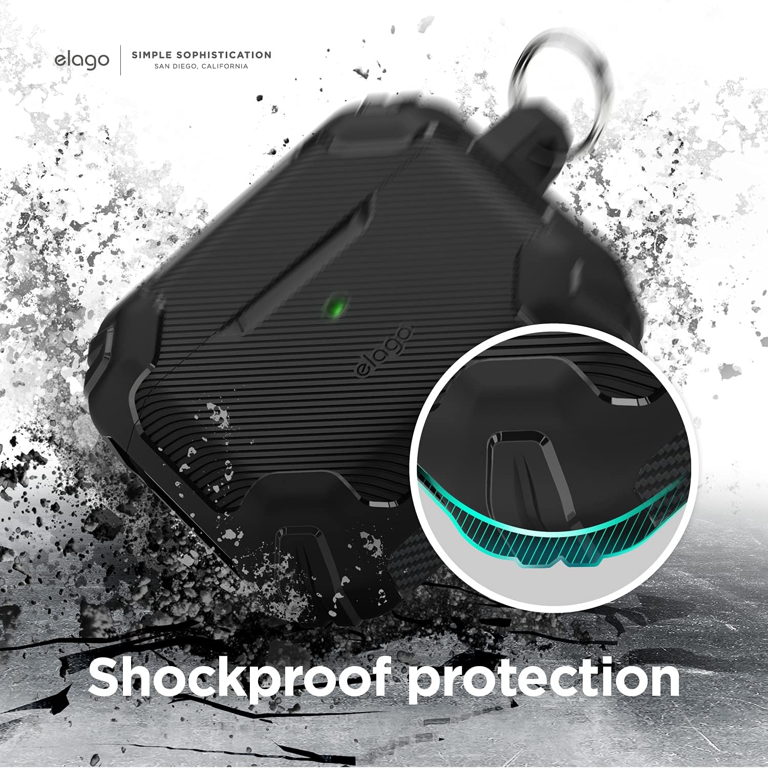 Thumbnail 4 de elago Coque Solid Armor antichoc en TPU pour étui de recharge AirPods 3 (noir)