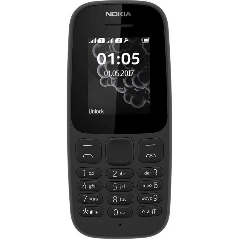 Detalle de Nokia 105 (2019) Dual Sim Negro — teléfono básico 800 mAh