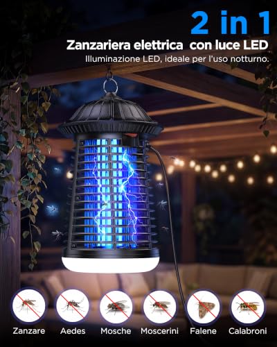 Detalle 2 de Lampada Antizanzare VIWAVE 4200V con LED 9W + UV-A 15W, 3 m di cavo, uso interno/esterno