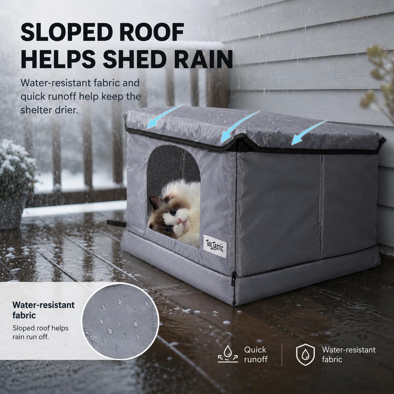 Detalle 2 de TailTastic RX25PT014 Insulated Outdoor Cat House with Sloped Roof