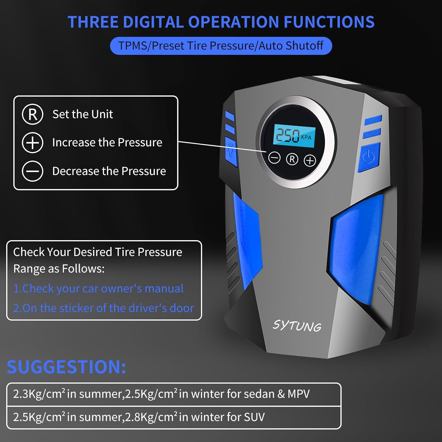 Detalle de SYTUNG tyre inflator pump 12V digital