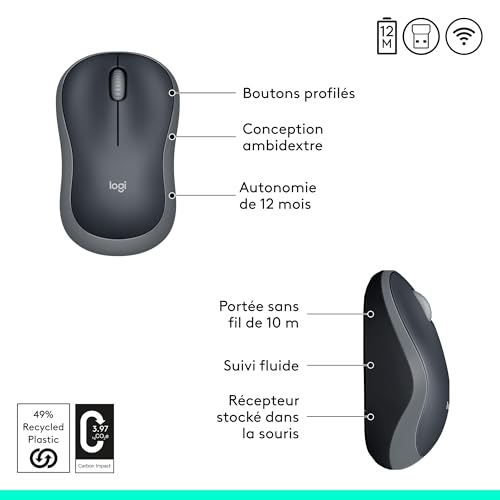 Thumbnail 5 de Logitech M185 Souris sans Fil — ambidextre, 2,4 GHz, autonomie 12 mois