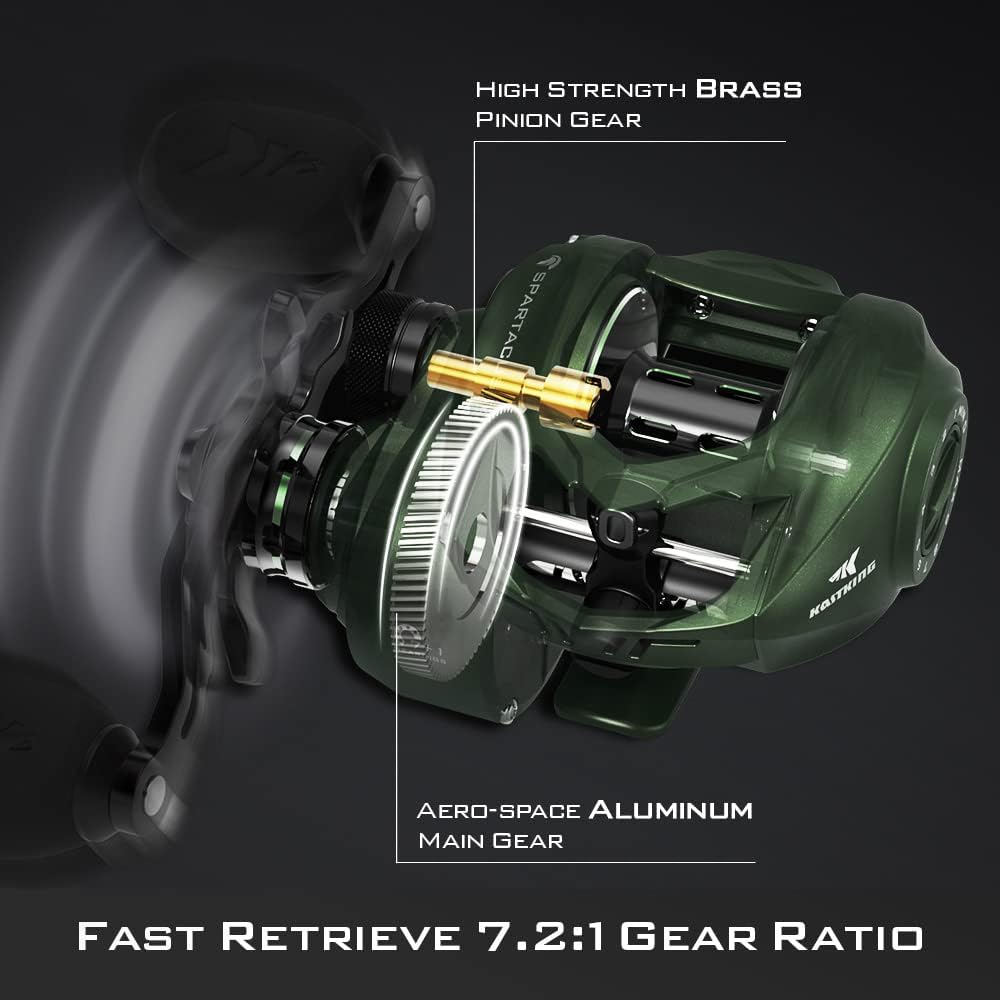 Detalle 2 de KastKing Spartacus II Baitcasting Fishing Reel (6 oz) with 17.6 LB Carbon Fiber Drag and 7.2:1 Gear Ratio