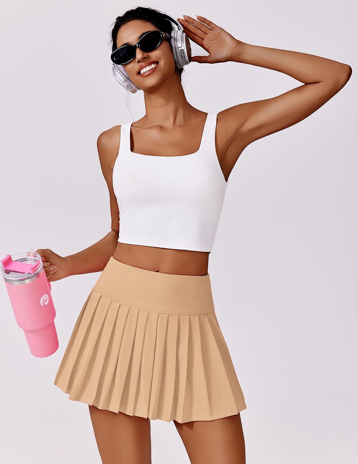 Detalle de Jupe de tennis plissée taille haute PINSPARK pour femme (jupe-short) avec protection UV