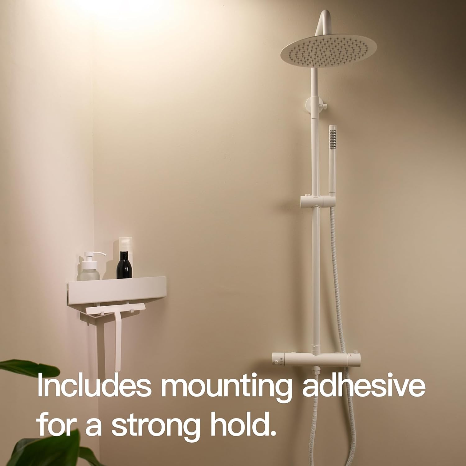Thumbnail 3 de Designfactory Hamburg Shower Caddy: Triangular, Drill-Free Wall Shelf in Matt White