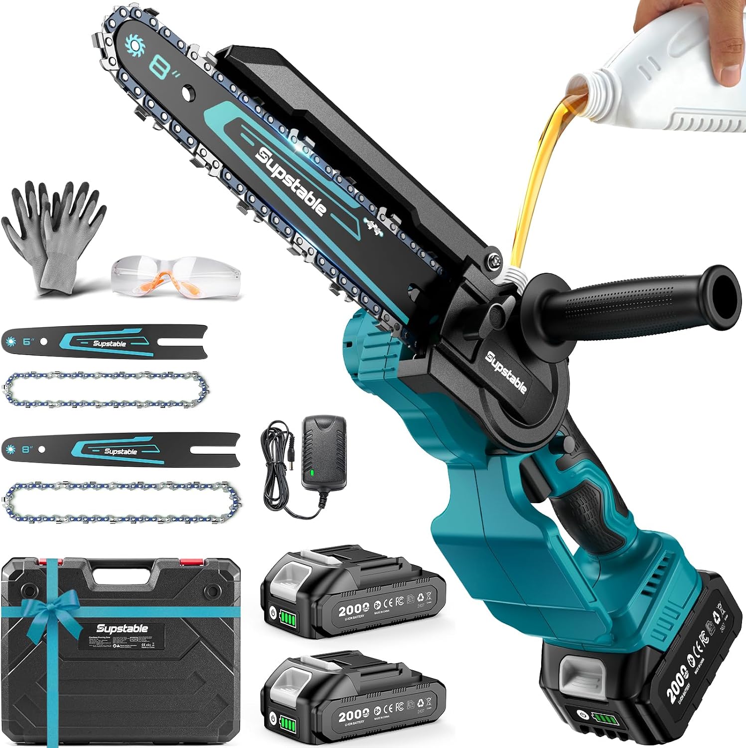 Detalle de Supstable M8 Ace Mini Chainsaw, 6- and 8-Inch Bars, 1000W Brushless Motor