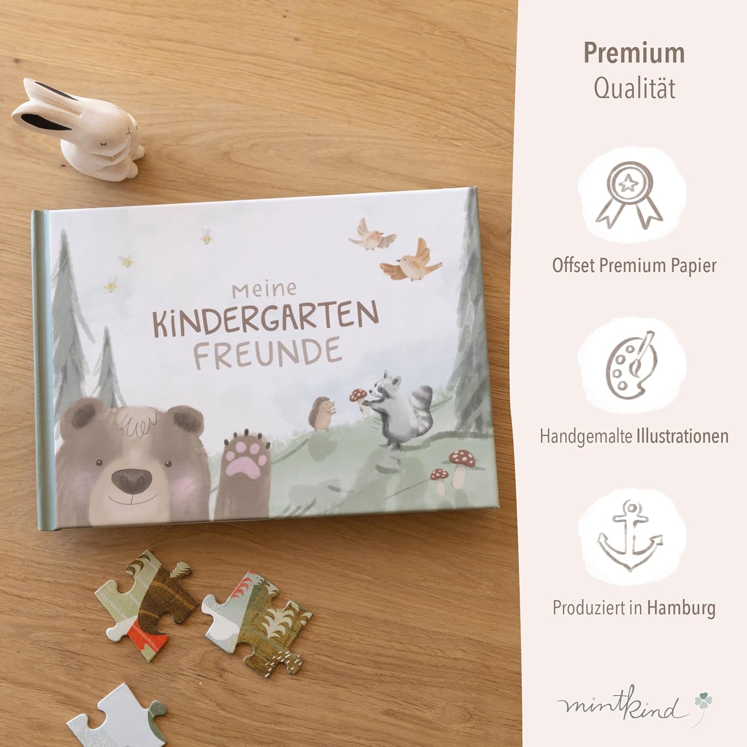 Thumbnail 5 de mintkind® Freundebuch Kindergarten – Waldtiere, 80 Seiten zum Ausfüllen (DIN A5) für Jungen und Mädchen