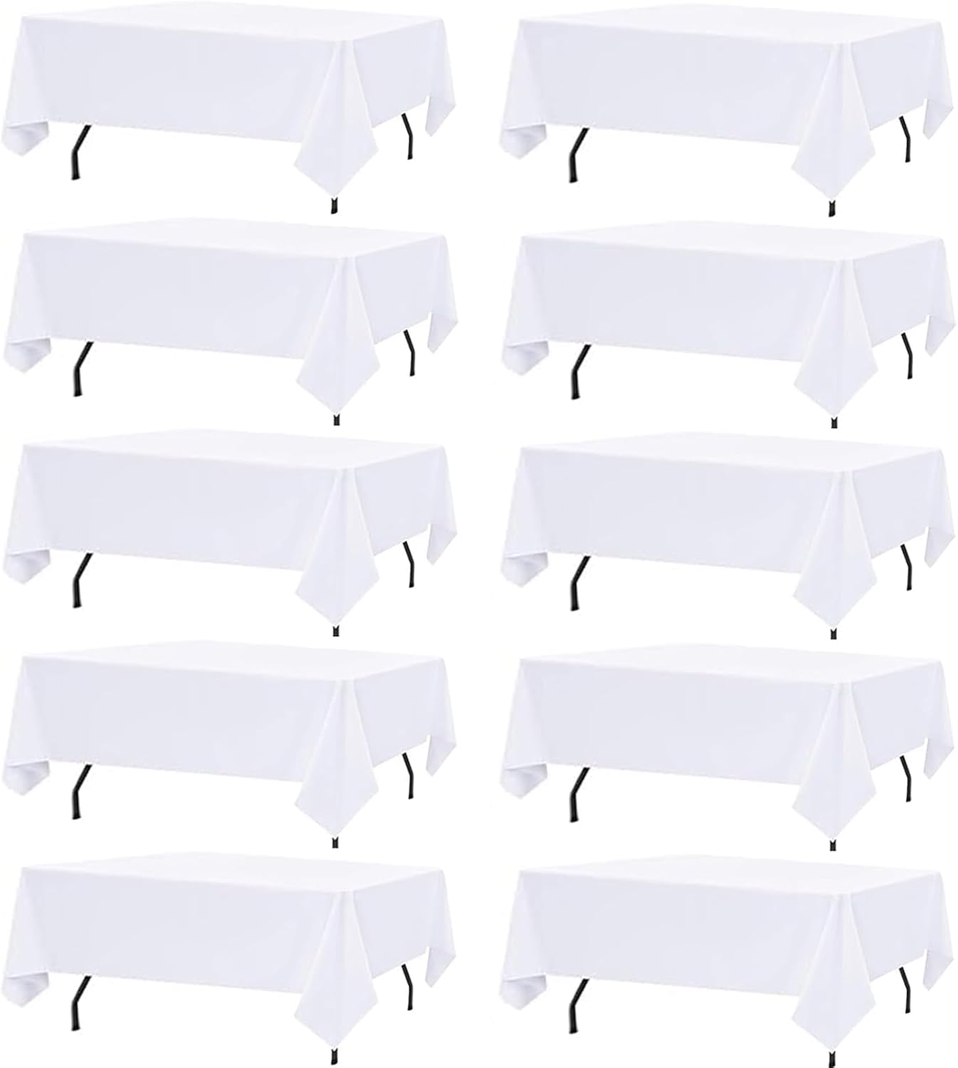Detalle de 10 Pack White Rectangle Table Cloths (60 x 126 Inch) for 8-Foot Tables