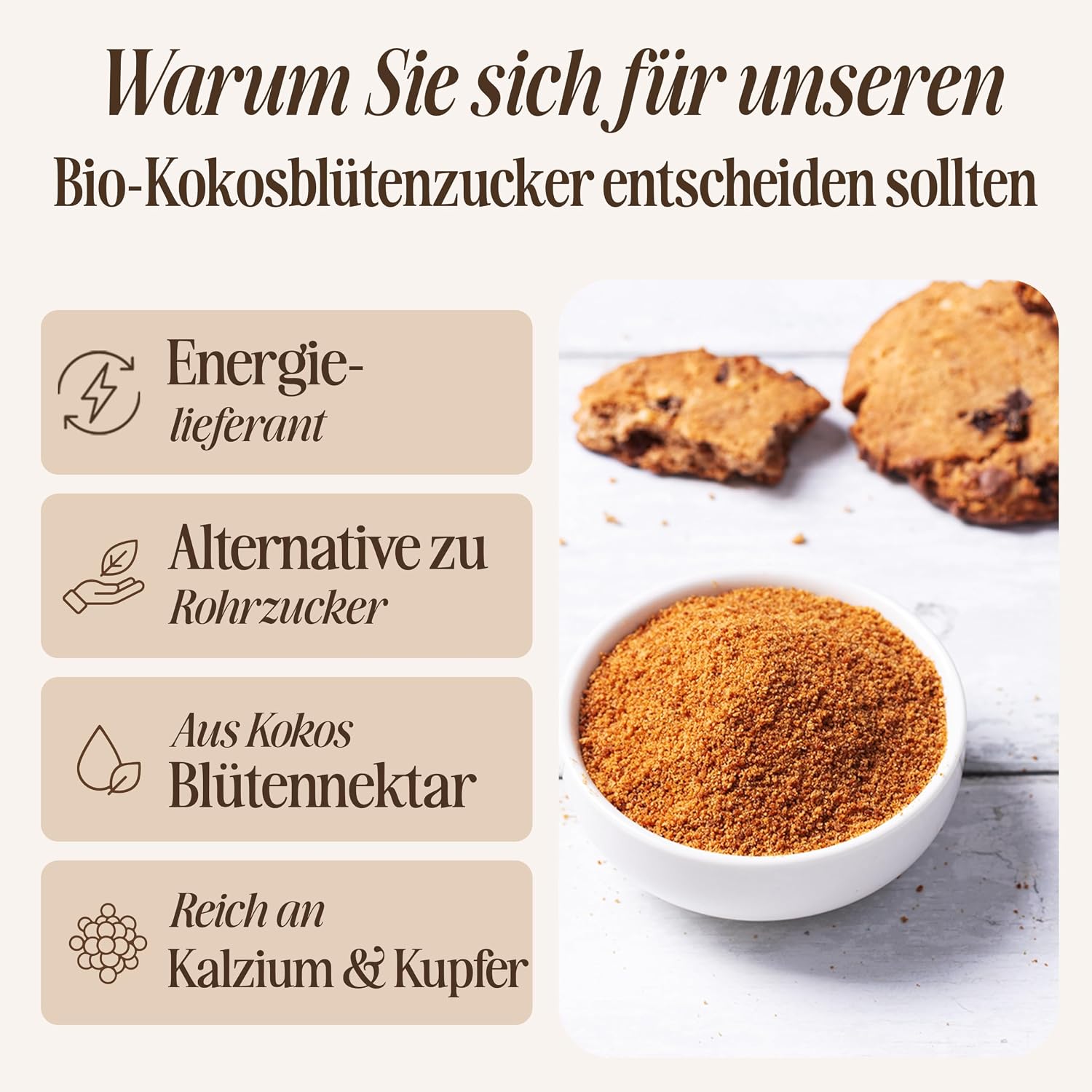 Detalle de Sevenhills Wholefoods Bio Kokosblütenzucker 1 kg – unrraffiniert, 1:1-Zuckerersatz, Bio