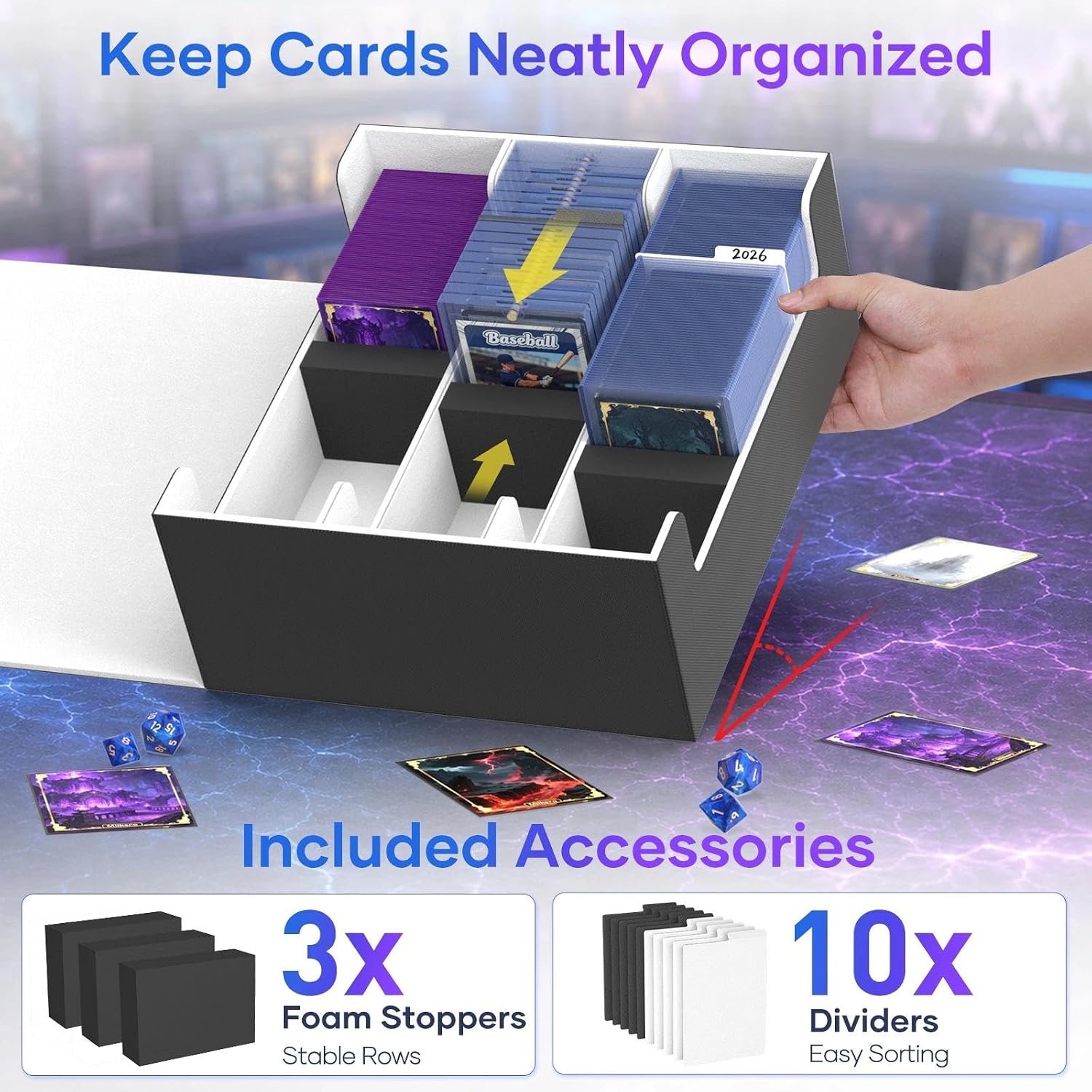 Thumbnail 3 de Mlikero Card Deck Case for Trading Cards 1800+ — Leather Magnetic Closure, Fits Toploaders & Magnetic Card Holders