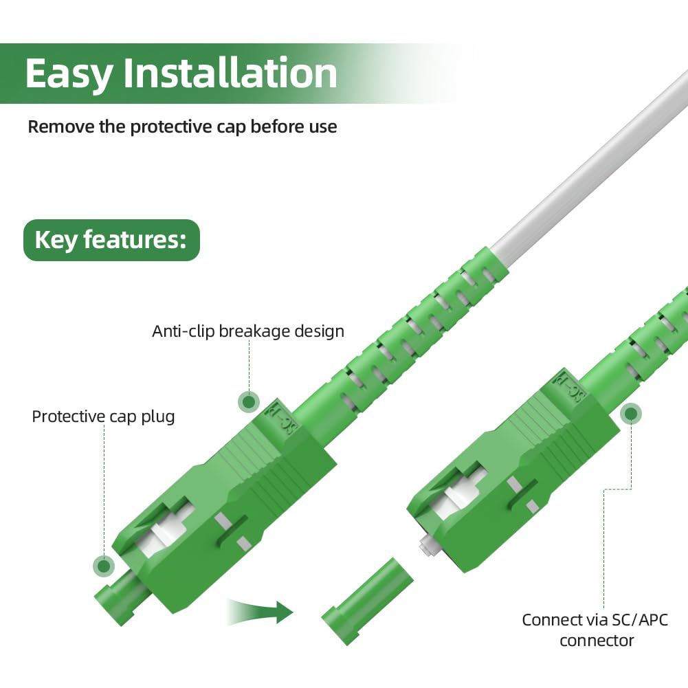 Detalle de OFFCUP SC/APC-10M-OS2-SM Fibre Optic Cable, 3 m, Single-Mode Simplex
