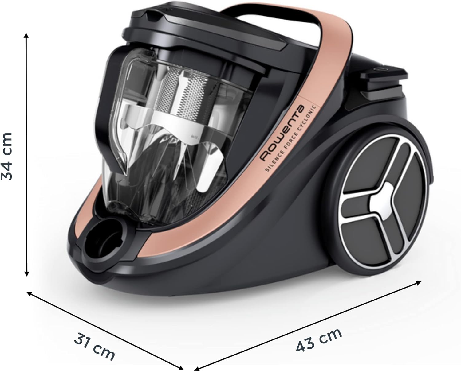 Thumbnail 1 de Rowenta Silence Force Cyclonic Effitech RO7954EA — aspirateur sans sac 500 W, 59 dB, noir/or rose
