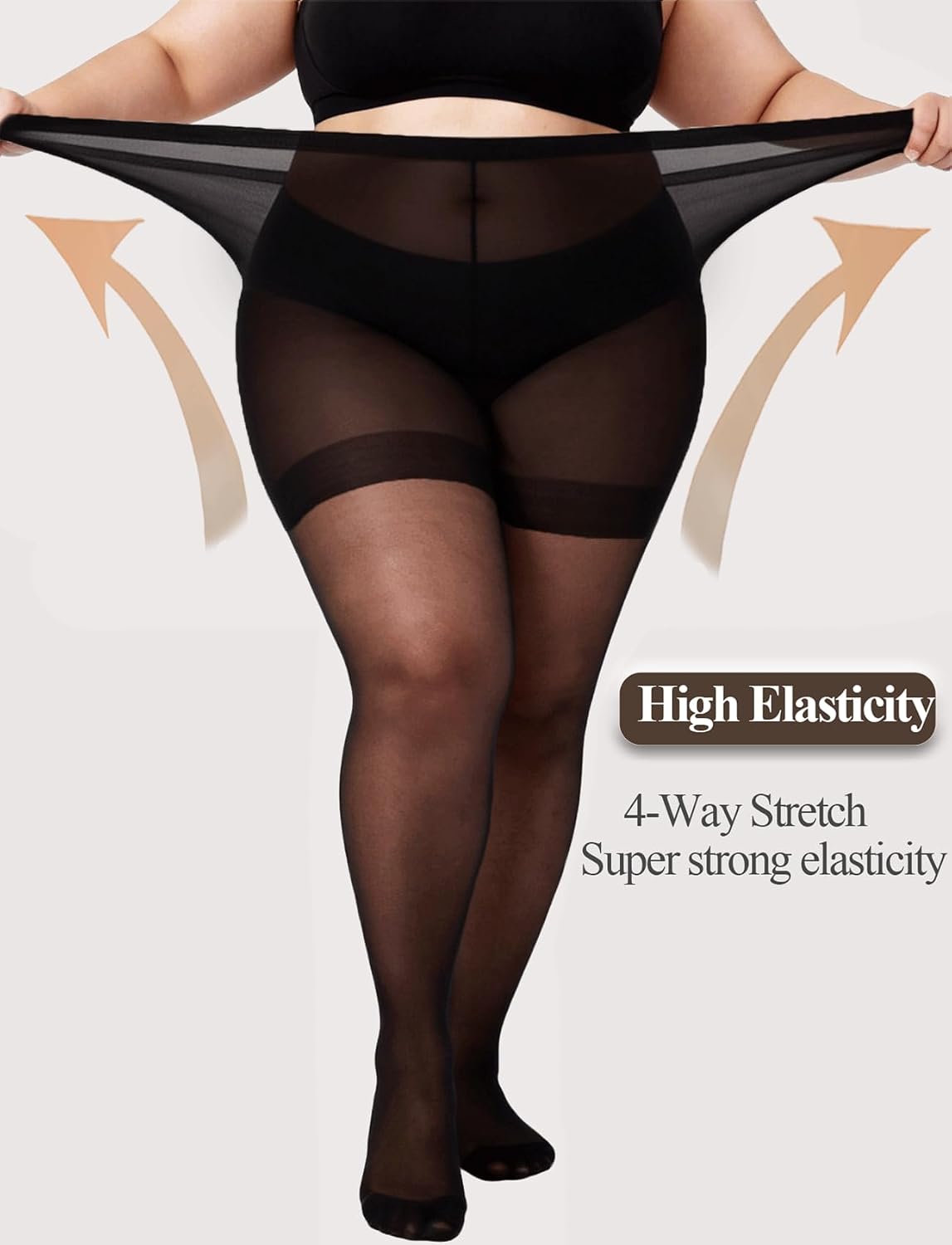Detalle de DUCMODA Maatje Meer Curvy panty voor dames, 20D transparant, XL-8XL