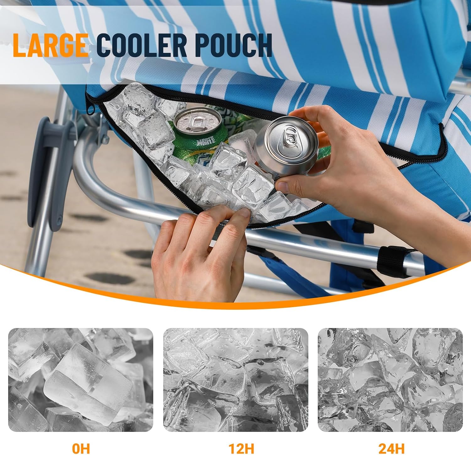 Detalle de Overmont low beach chair, 330 lb capacity