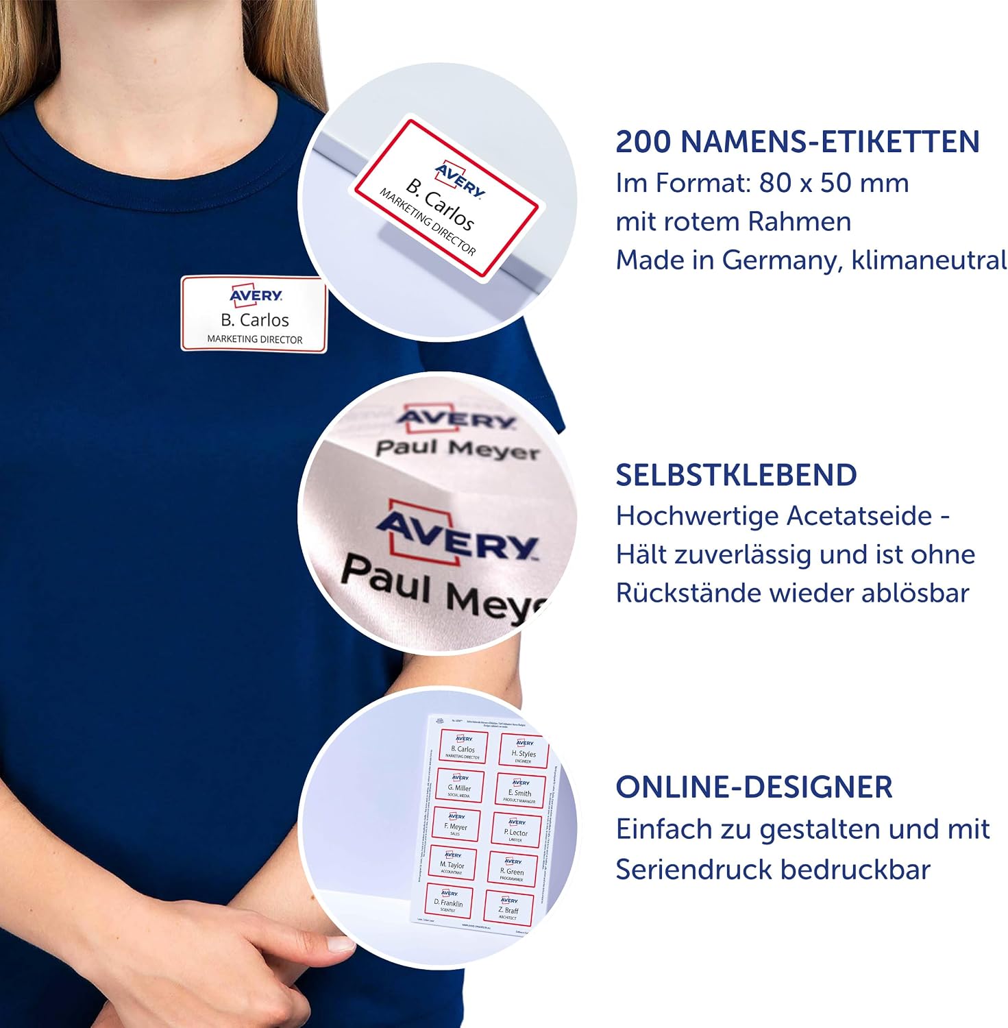 Thumbnail 2 de AVERY Zweckform L4785-20 Namensetiketten – 200 selbstklebende Textiletiketten, 80x50 mm, dauerhaft rückstandsfrei ablösbar