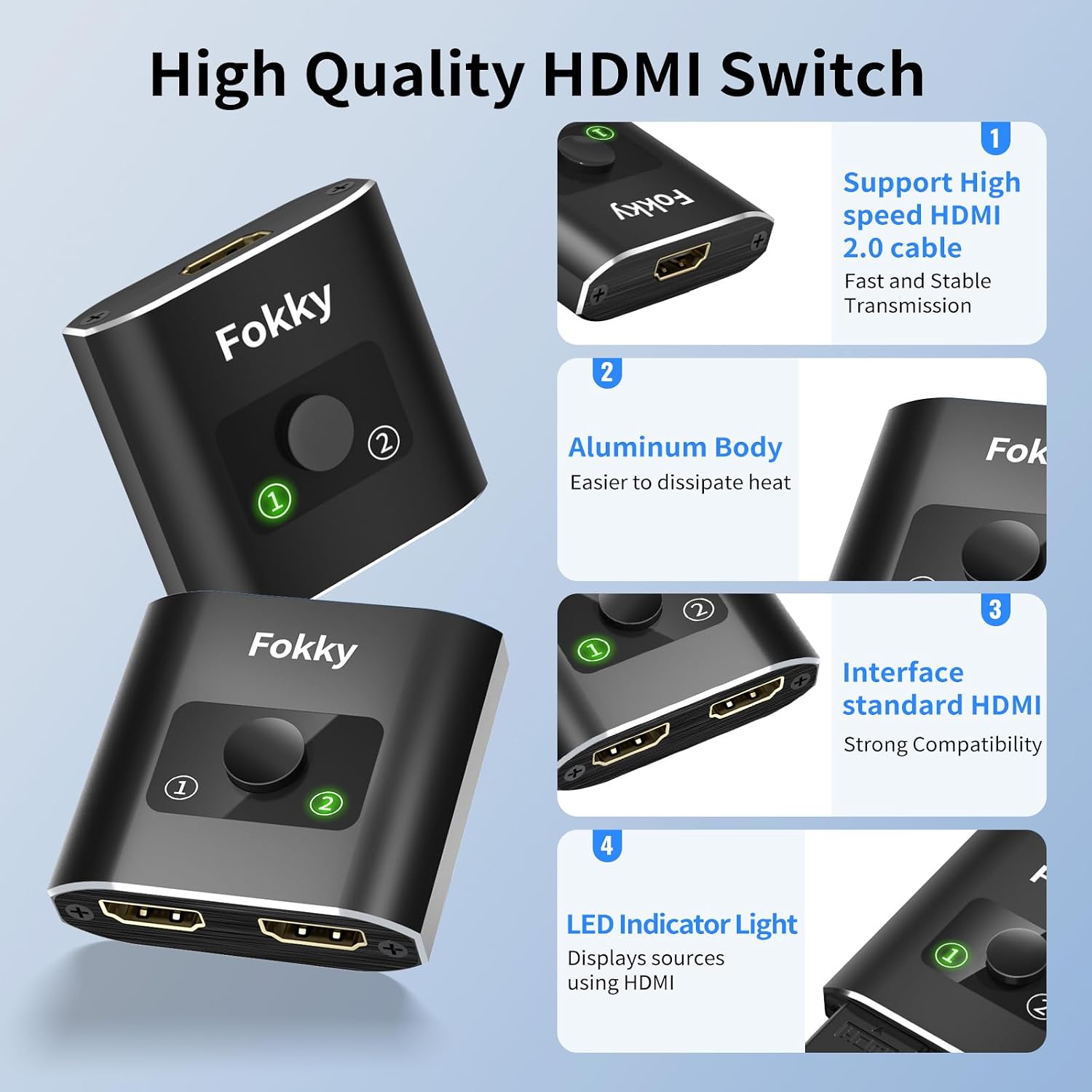Detalle 1 de Fokky HDMI Switch 4K@60Hz bidirectional HDMI splitter