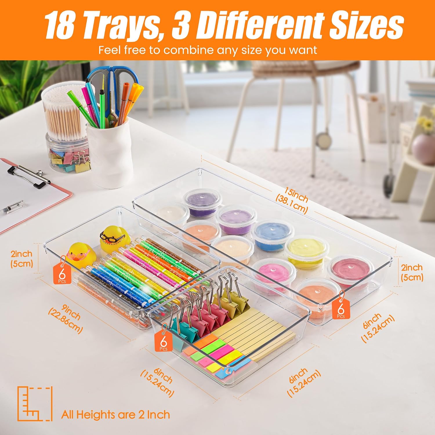 Detalle 2 de Criusia 18-Piece Clear Drawer Organizer Set