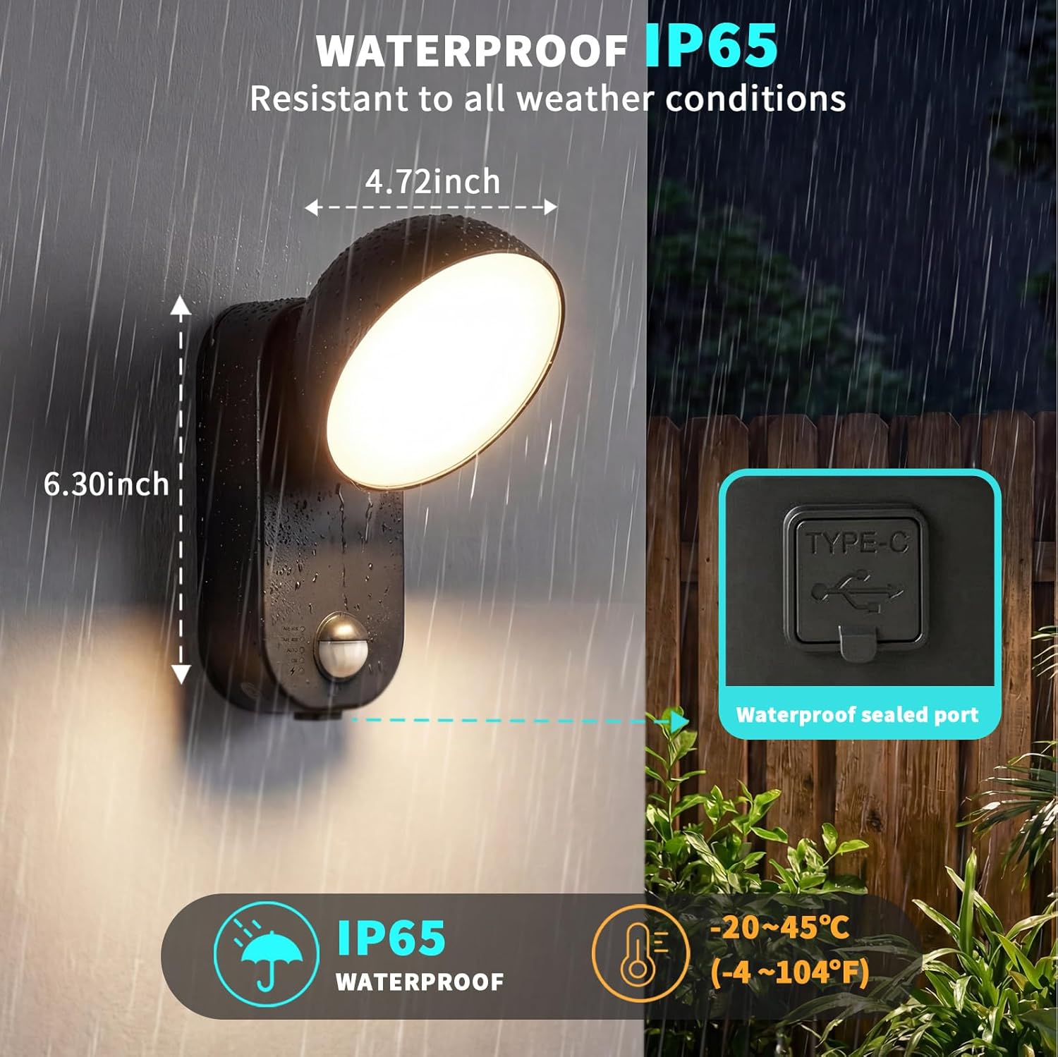 Thumbnail 5 de NIORSUN Lampada Esterna con Sensore di Movimento ricaricabile 10000 mAh, IP65 e 4 modalità (1 pezzo)