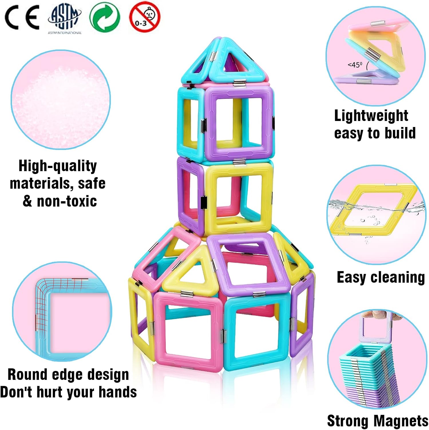 Detalle 2 de Tolnetr Magnetic Tiles 40-Piece Set 🧩