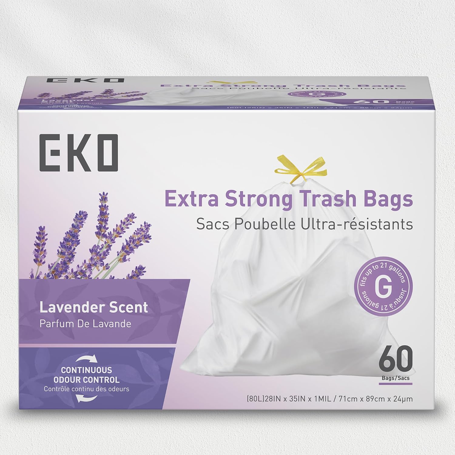 Thumbnail 6 de EKO EK33707B-60LAVENDER vuilniszakken met trekkoord, lavendelgeur, 60 stuks