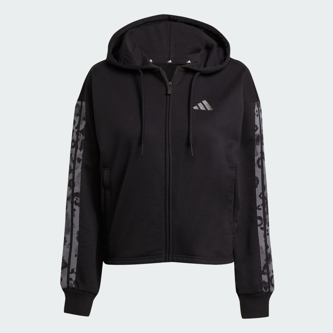 Detalle 2 de Sudadera de felpa con capucha y cremallera Animal Print con 3 bandas de Adidas