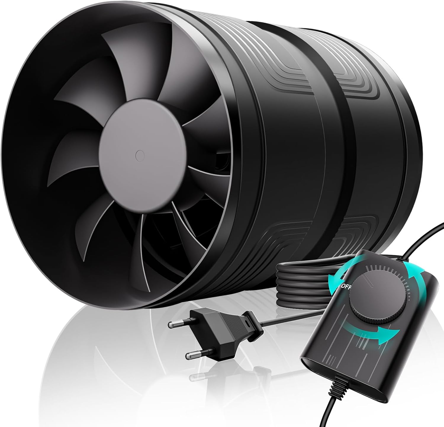 Detalle de HG Power Extracteur d’air 150 mm avec Variateur de Vitesse – Débit jusqu’à 587 m³/h pour Salle de Bain, Cuisine, Cave, Garage et Tente de Culture