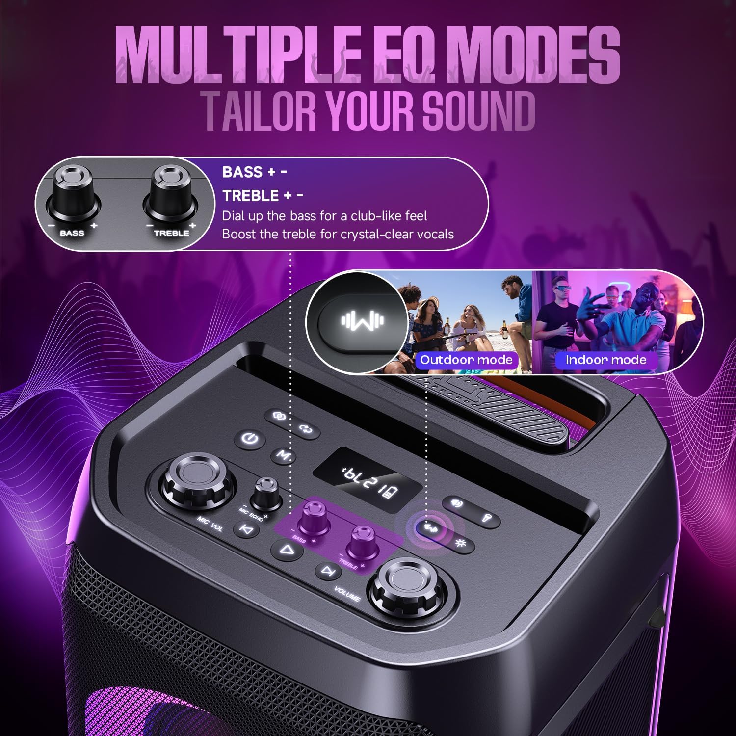 Thumbnail 6 de W-KING T12 Partybox portatile Bluetooth da 370W MAX con 25 ore, CSB e subwoofer da 8