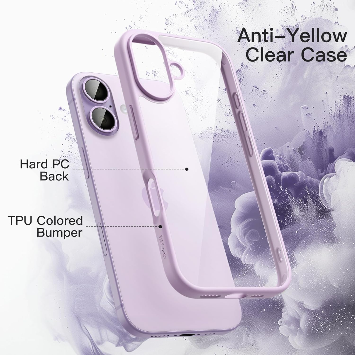 Thumbnail 2 de JETech Case for iPhone 17 6.3-Inch in Lavender: Shockproof TPU Frame with Clear Back