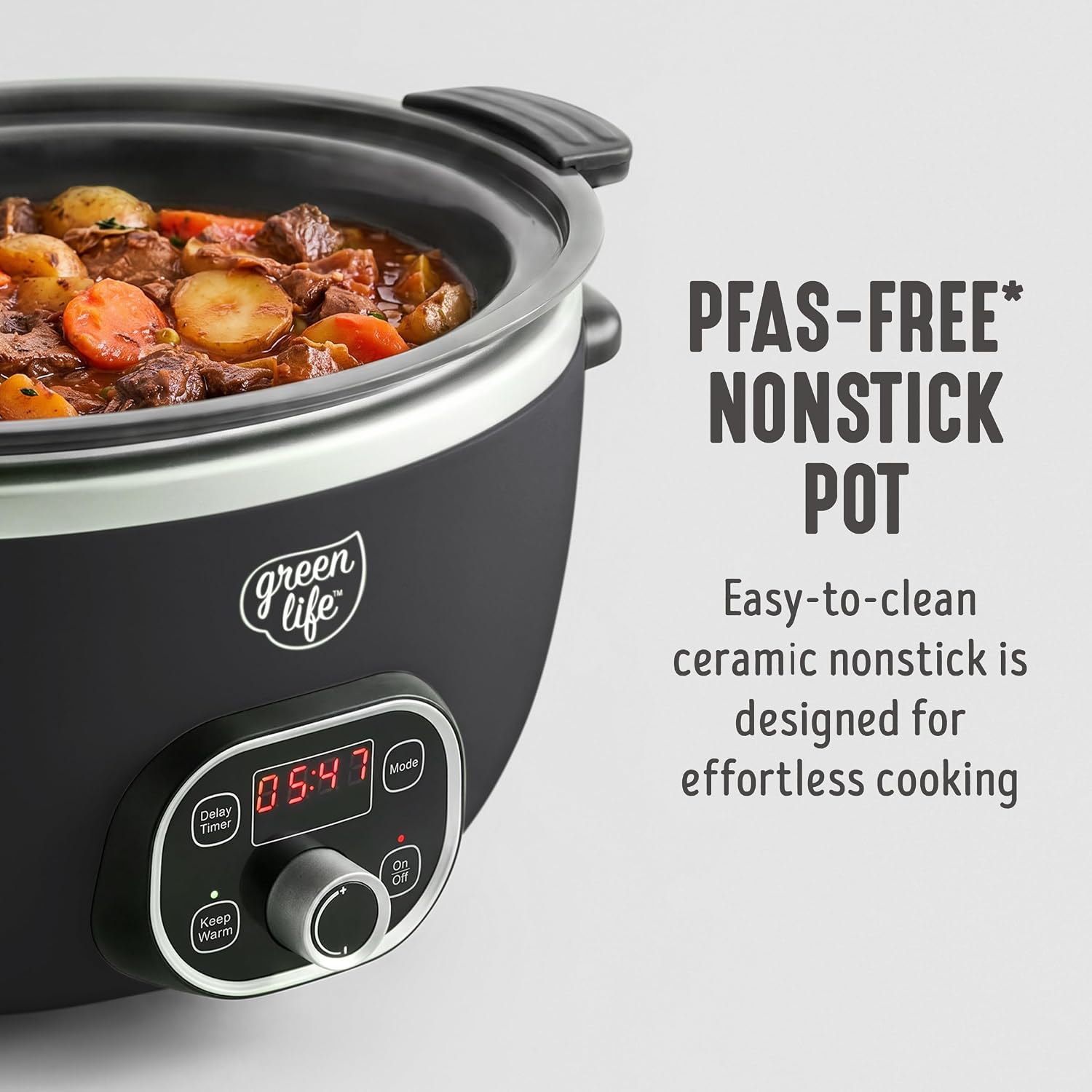 Thumbnail 1 de GreenLife 6QT Slow Cooker PFAS-Free Ceramic Crock 🍲