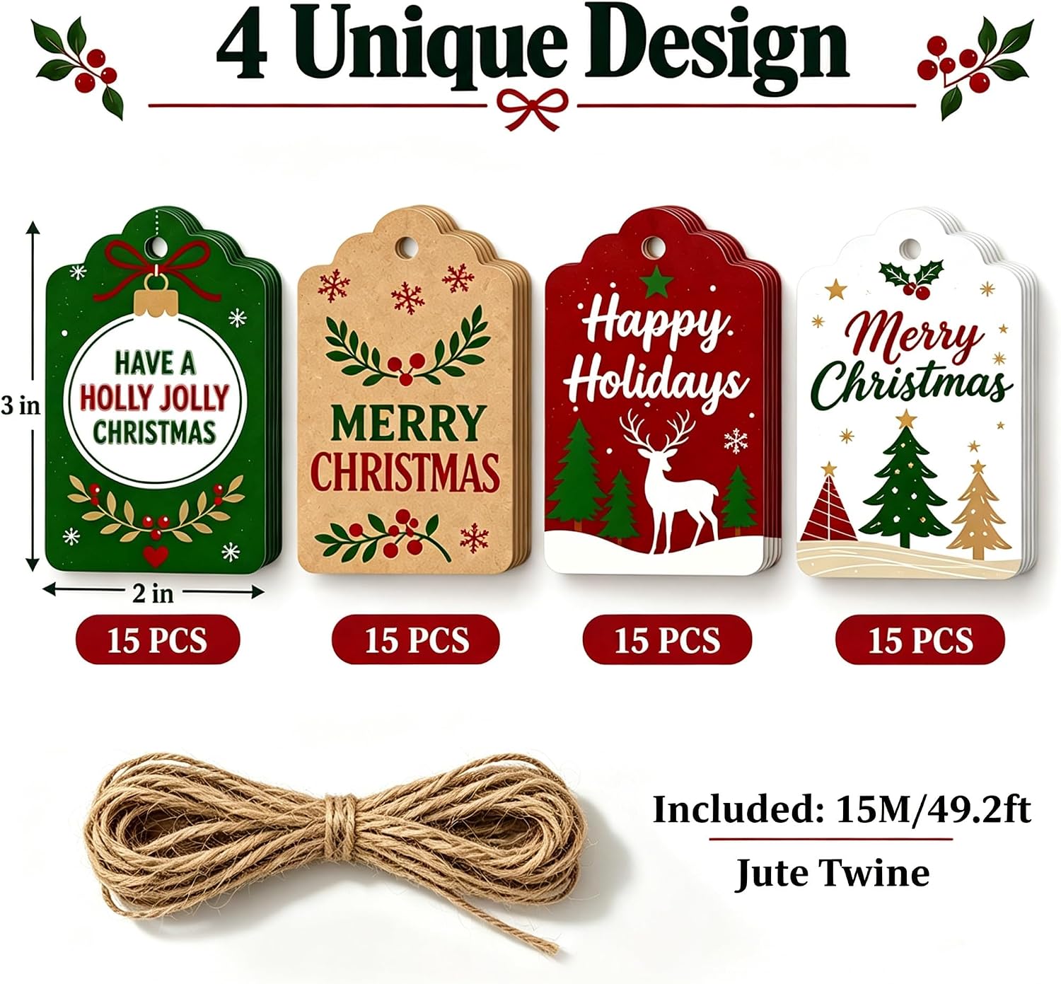 Detalle de Christmas Gift Tags, 60-Piece Set