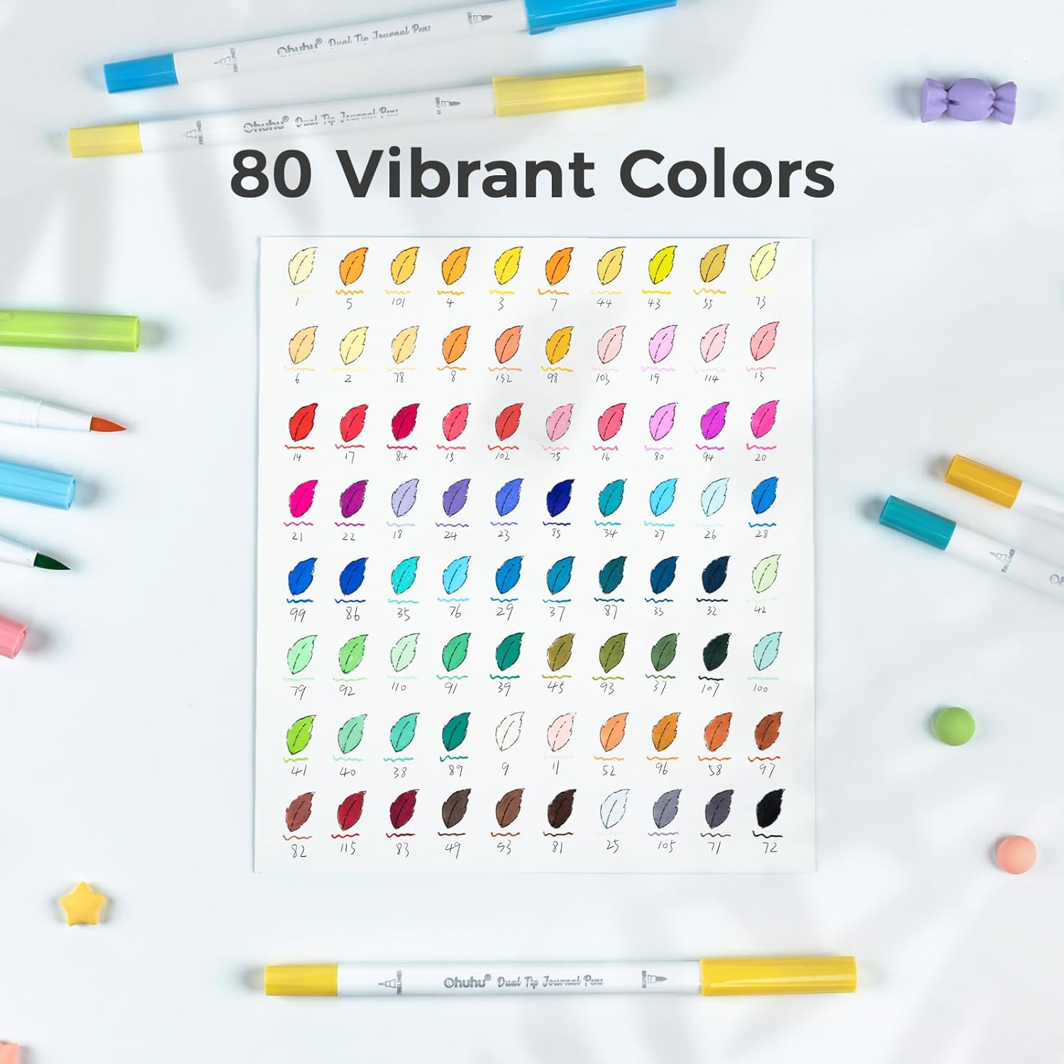 Thumbnail 1 de Ohuhu 80 Colori Pennarelli a Doppia Punta 🎨