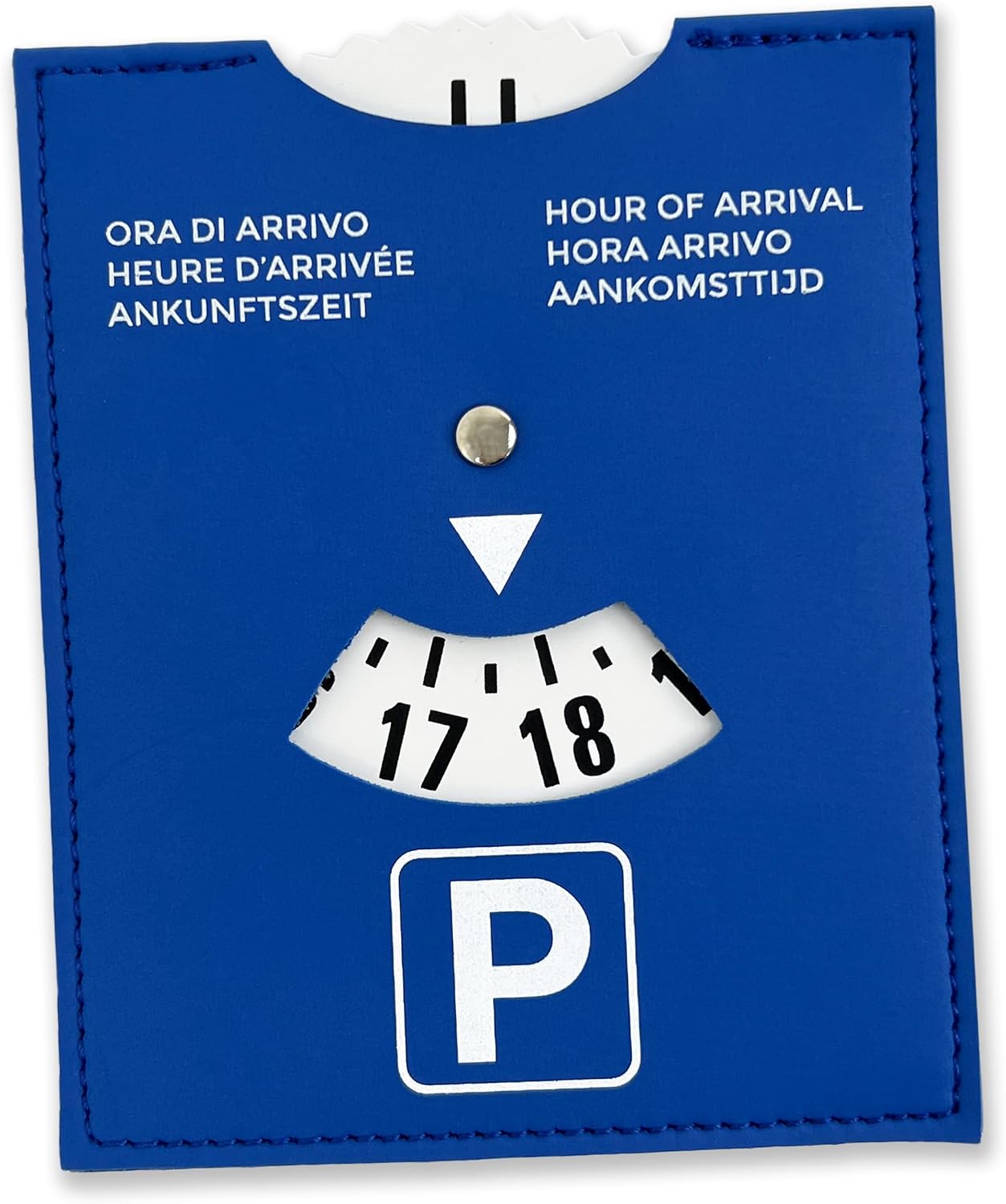 Detalle de Pubblimania Parkscheibe Maxi Blau Luxusmodell – Soft-Touch Kunstleder, EU-Einsatz
