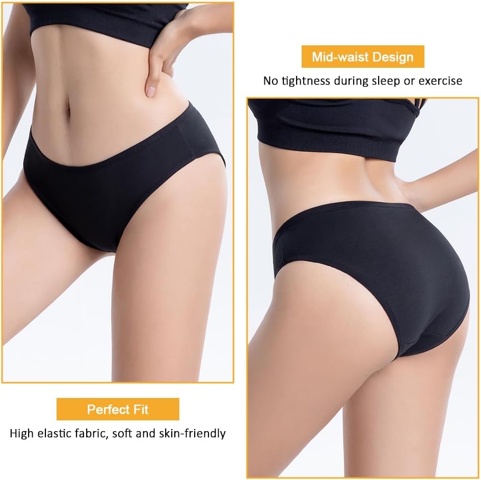 Detalle de flintronic Women's Underwear 6 Pack: Breathable Mid-Low Rise Hipster Knickers