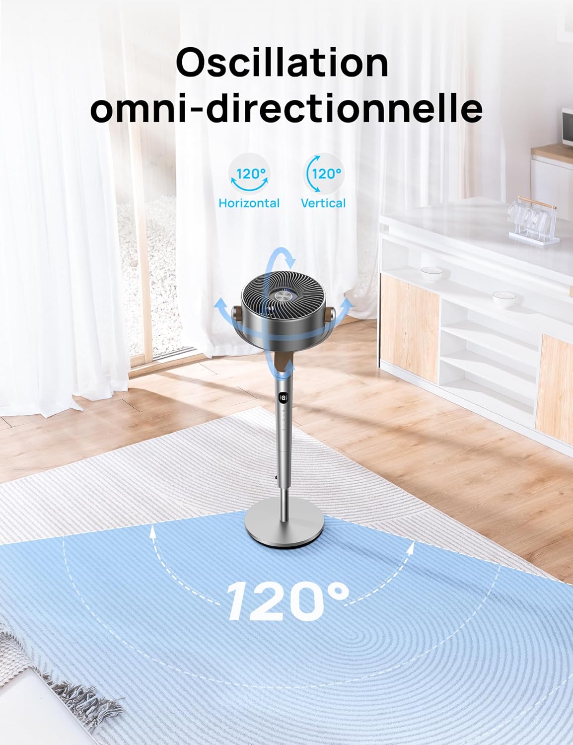 Thumbnail 3 de Dreo PolyFan 23dB ventilateur sur pied silencieux (23 dB) avec oscillation 120° et télécommande