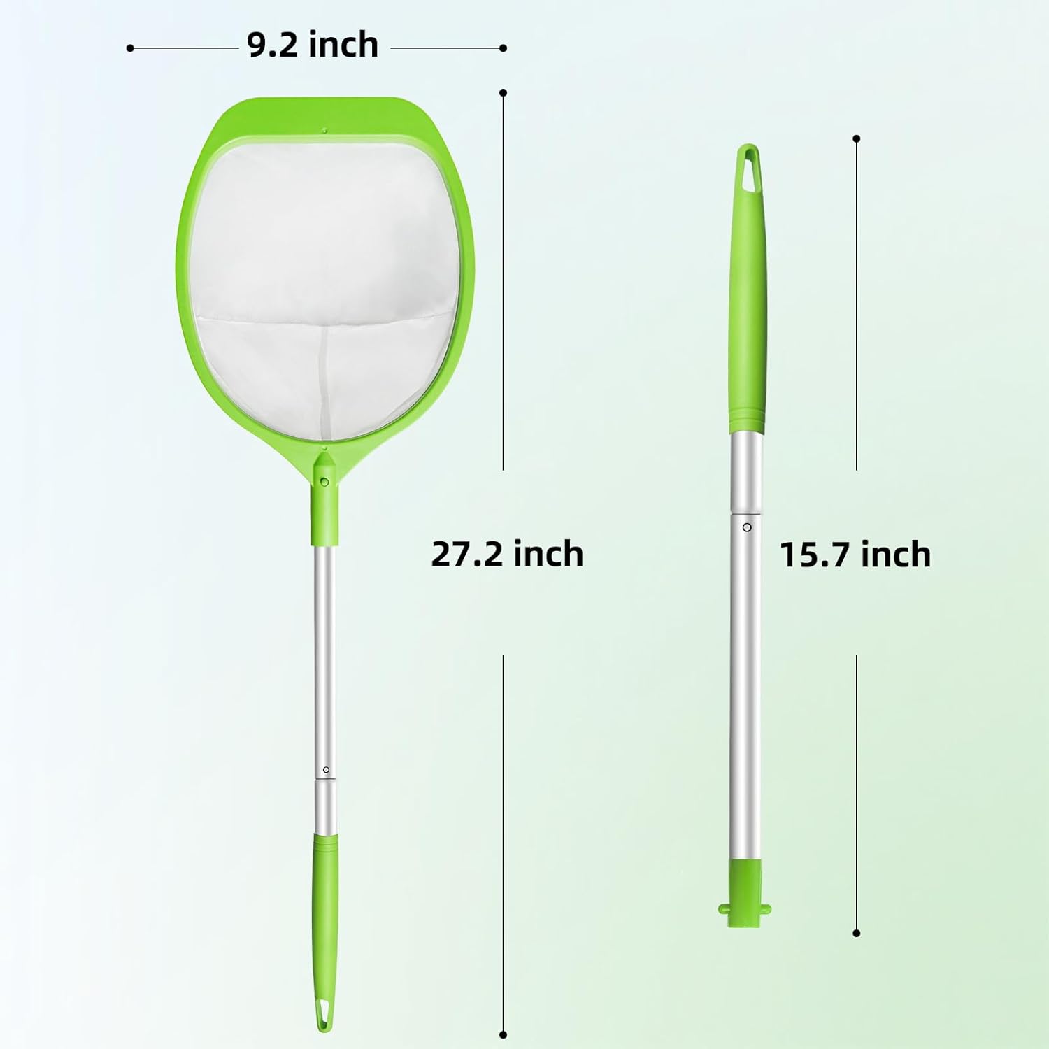 Thumbnail 1 de Hot Tub Skimmer Net with 2-Section Extendable Handle (Small Pool Pond Net) – Ultra-Fine Green Mesh