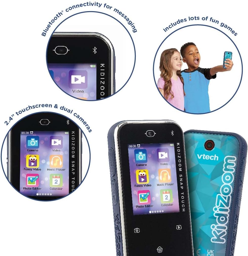 Thumbnail 1 de VTech KidiZoom Snap Touch (Blue) pocket touchscreen camera for kids, dual 5MP