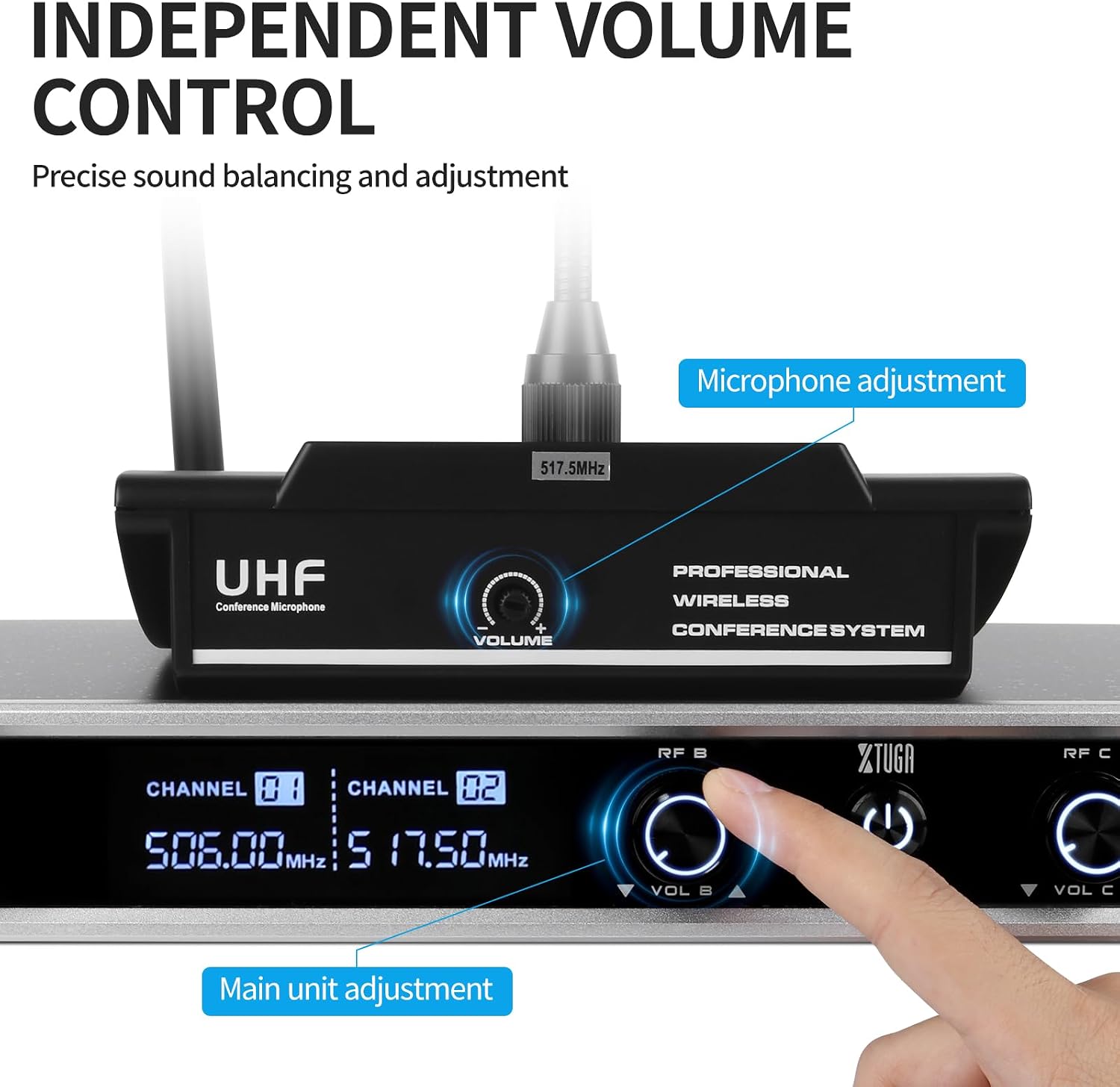 Thumbnail 6 de XTUGA CM240 4-Channel Wireless Conference Microphone System with UHF Gooseneck Mics