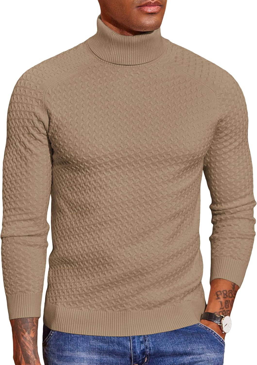Thumbnail 5 de COOFANDY Pull Col Roulé Homme en Maille Doux — Élégance et Confort pour l’Hiver