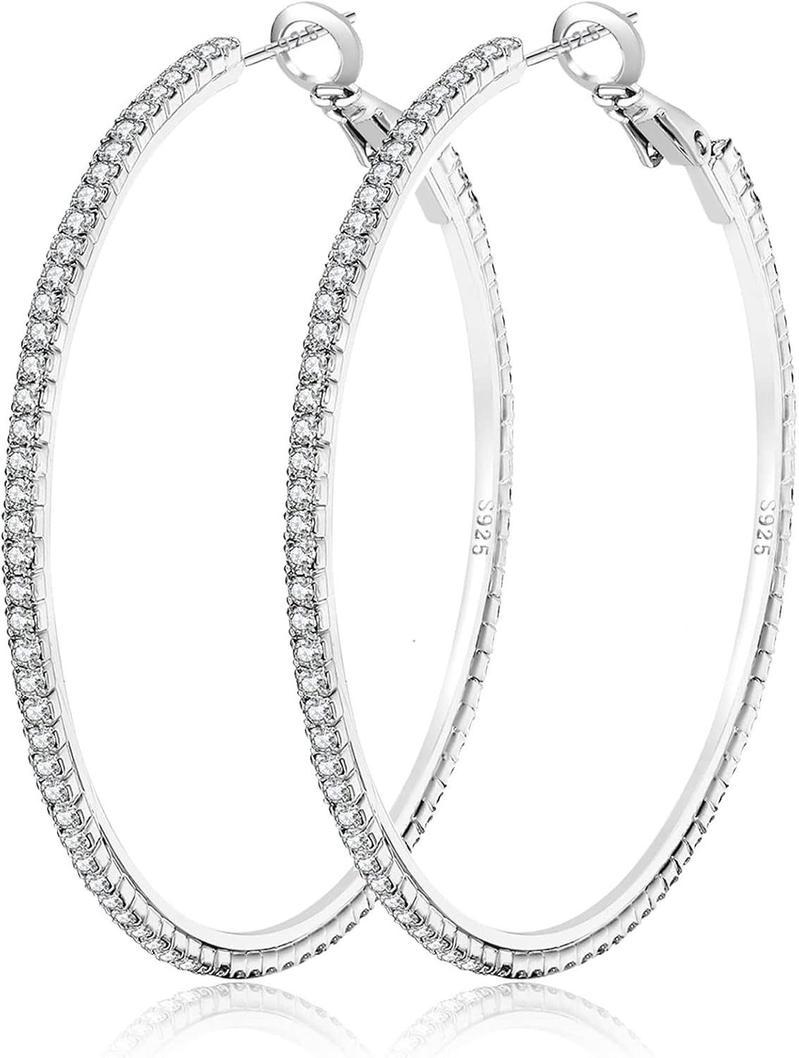 Detalle de MOROTOLE 14K Gold Strass Creolen – große Strass-Ohrringe in Größen von 20 bis 70 mm (S925 hypoallergen)