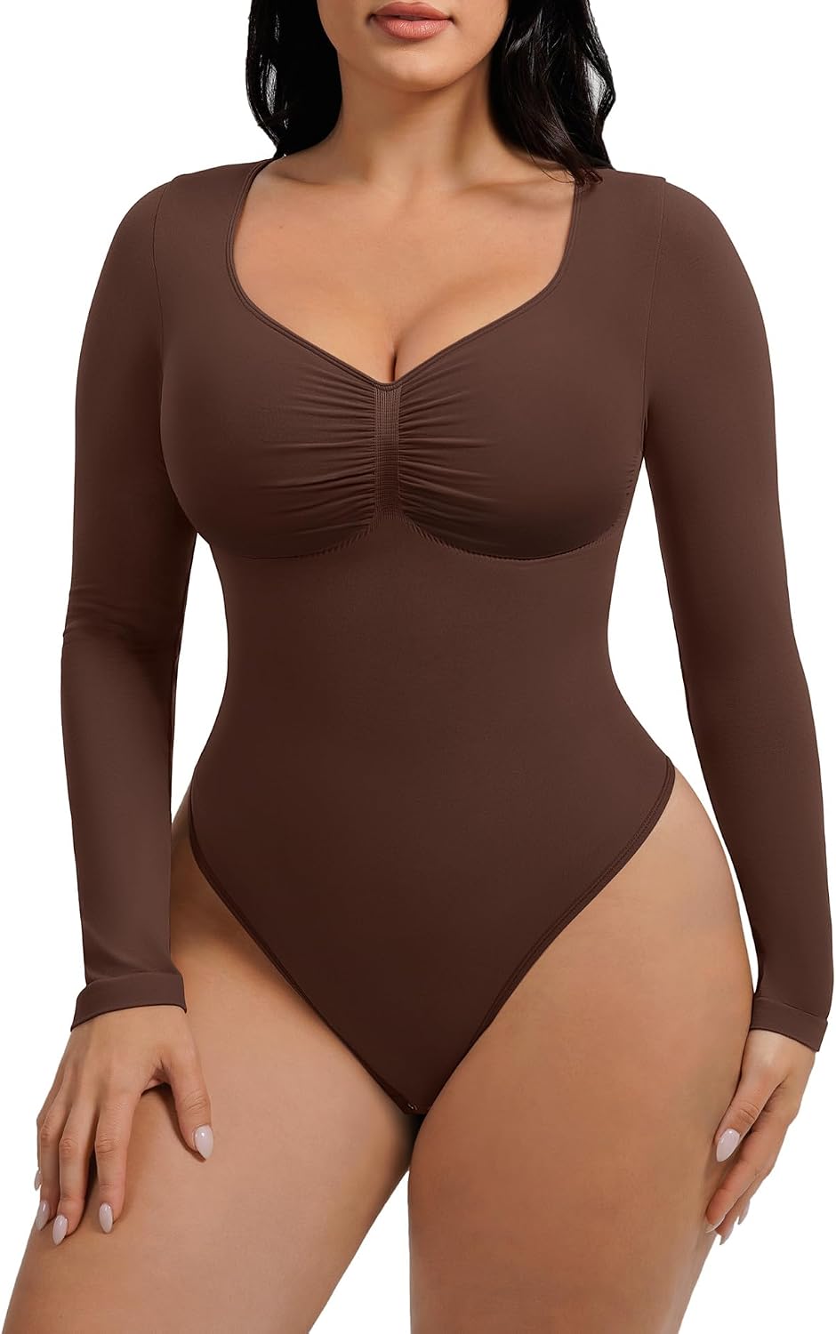 Detalle de FeelinGirl MT240067 Long-Sleeve Shapewear Bodysuit with Light Compression