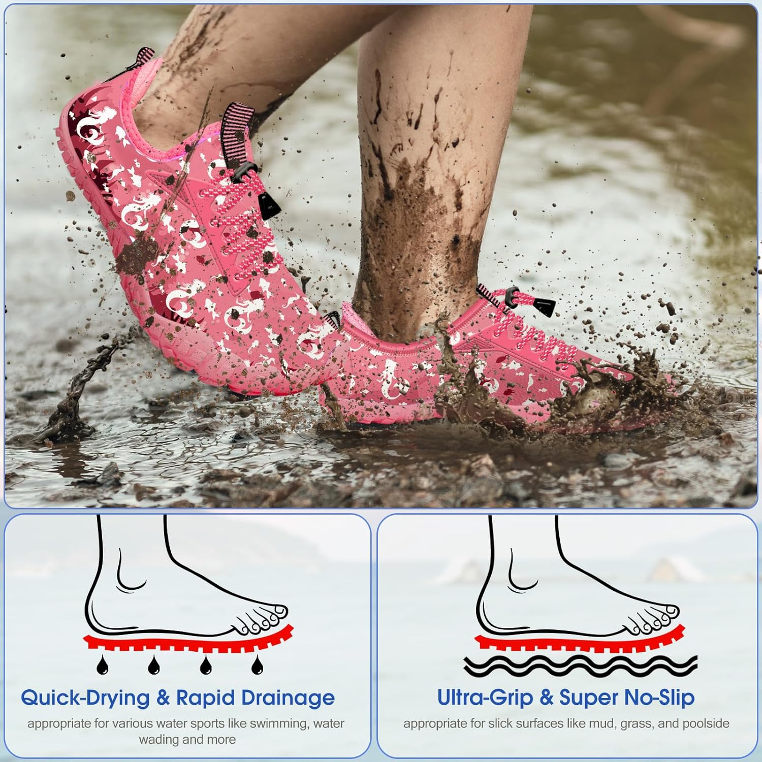 Thumbnail 2 de Kids Built-in Heel Grips Water Shoes with Wide Toe Box and 360° Protection for Beach, Pool & Hiking