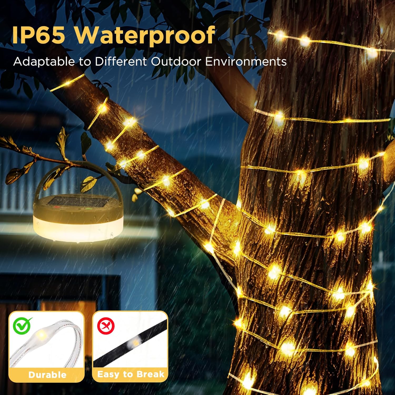 Detalle de Famgoods Solar Camping Lights: 32.8ft Retractable String Lights for Tents and Outdoors
