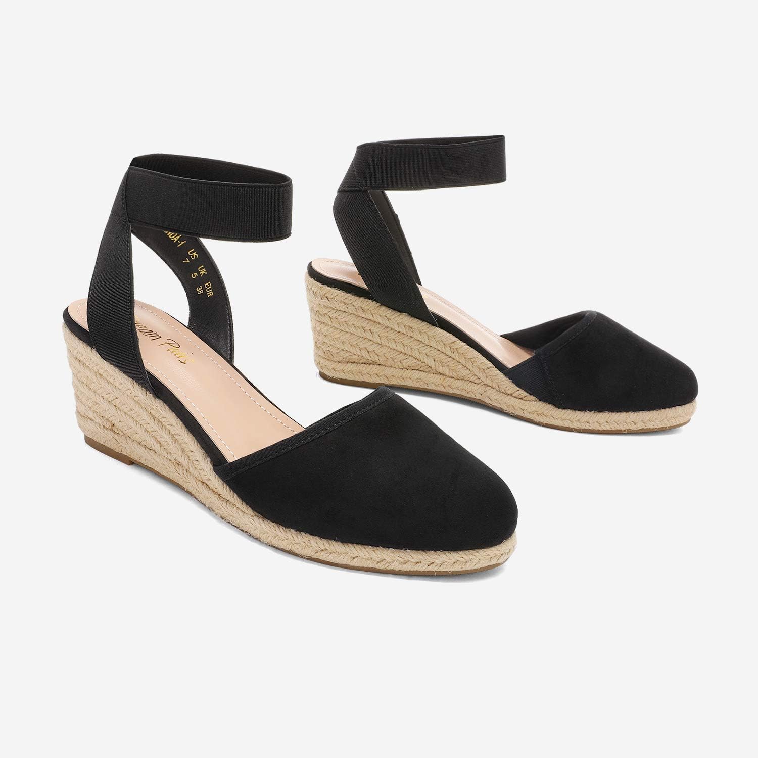 Detalle 2 de DREAM PAIRS Women's Elastic Ankle Strap Espadrilles Wedge Sandals
