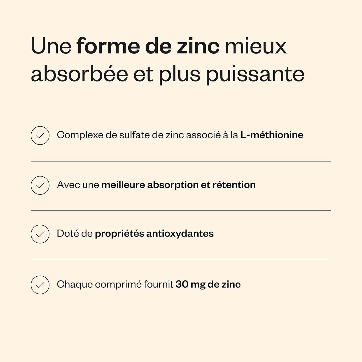 Thumbnail 3 de L-OptiZinc Supersmart, zinc bisglycinate chélaté (30 mg de zinc élémentaire) pour peau et os