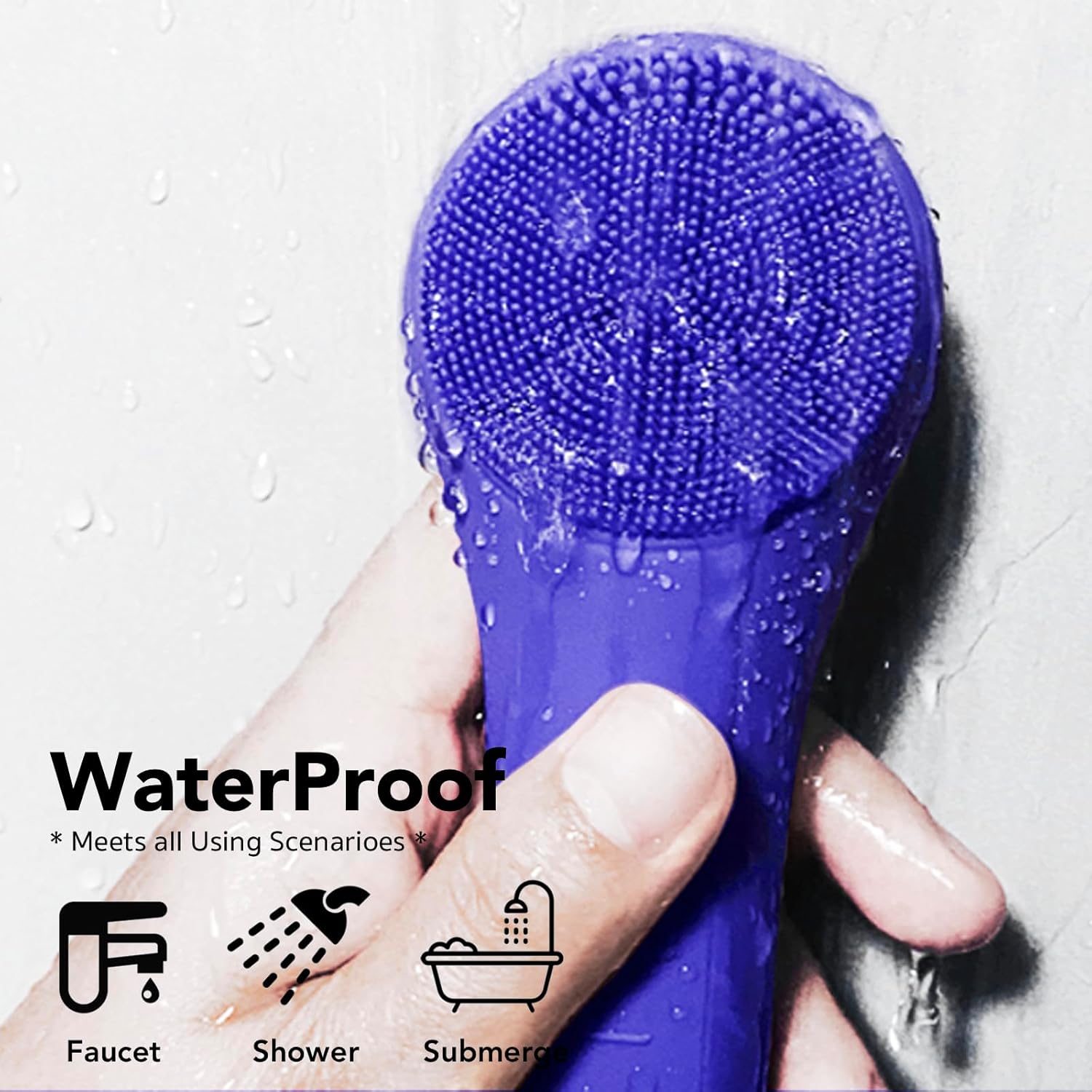 Detalle de NågraCoola CLIE Facial Cleansing Brush (Blue) — Waterproof Rechargeable Electric Face Scrubber