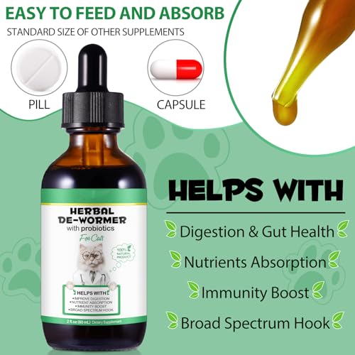 Thumbnail 6 de HEXIN Vermifuge pour chat — traitement vermifuge à base de plantes avec probiotiques (60 ml)