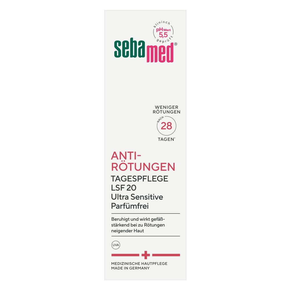 Detalle de SEBAMED Anti-Rötungen parfumfreie Tagespflege mit LSF 20 – Rosacea-Gesichtspflege, 50 ml